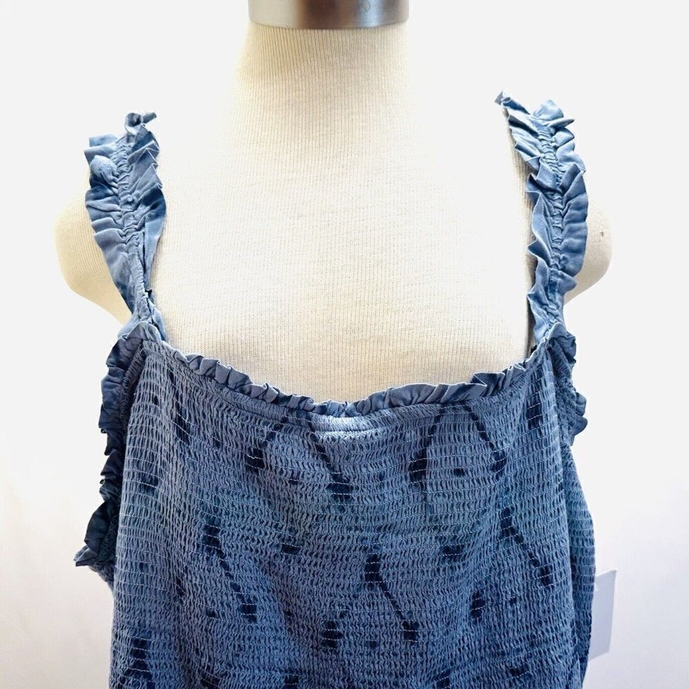 NWT SONOMA Women Sleeveless Pullover Square Neck Blue Rayon Shirt Plus Size 4X - Picture 2 of 14